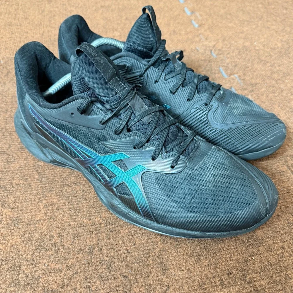 Asics Solution‎ Speed FF 2 Mens Tennis Shoes Black Teal 1041A182 Size 11.5 D-